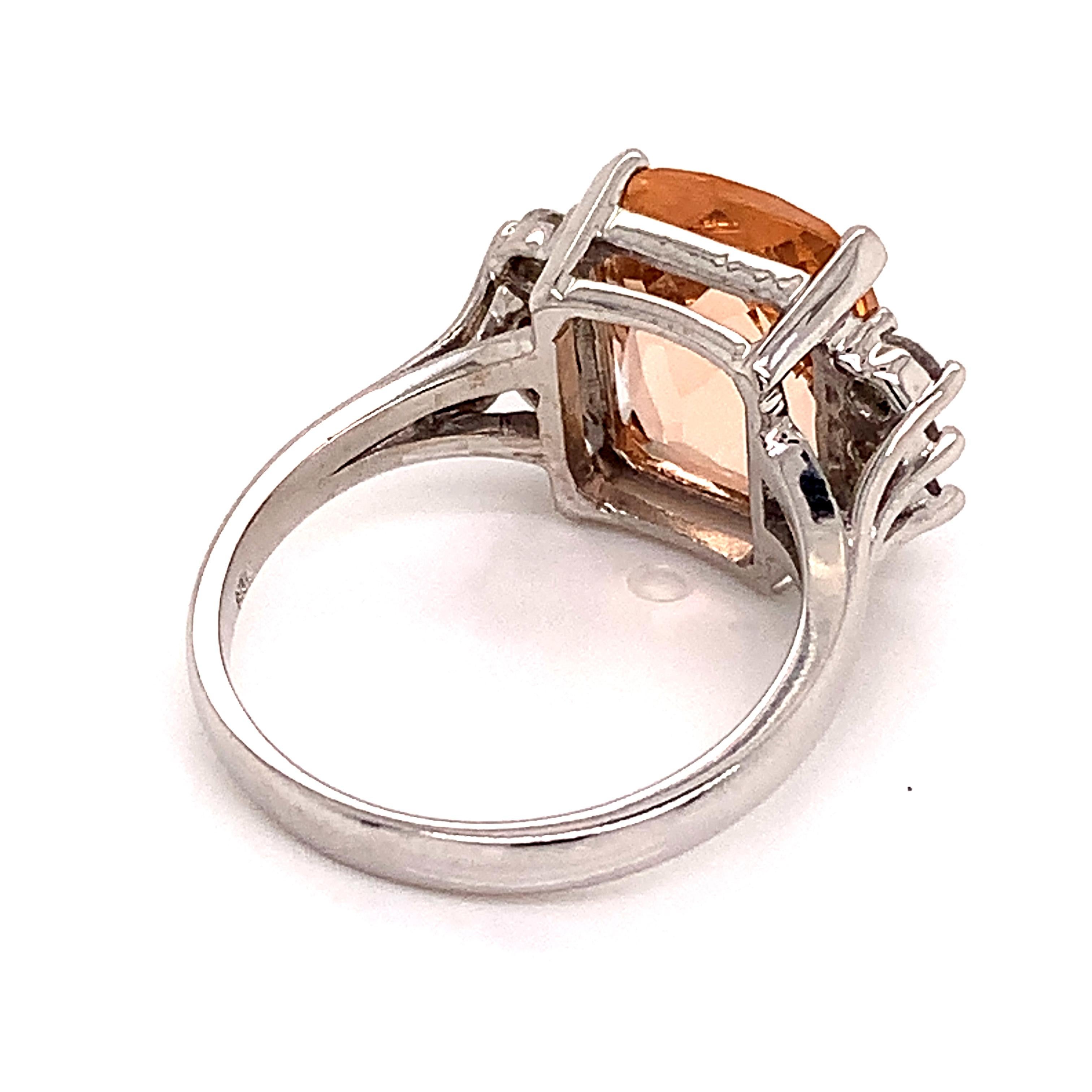 Women's Diamond Morganite Ring 14k Gold 5.60 TCW Certified For Sale