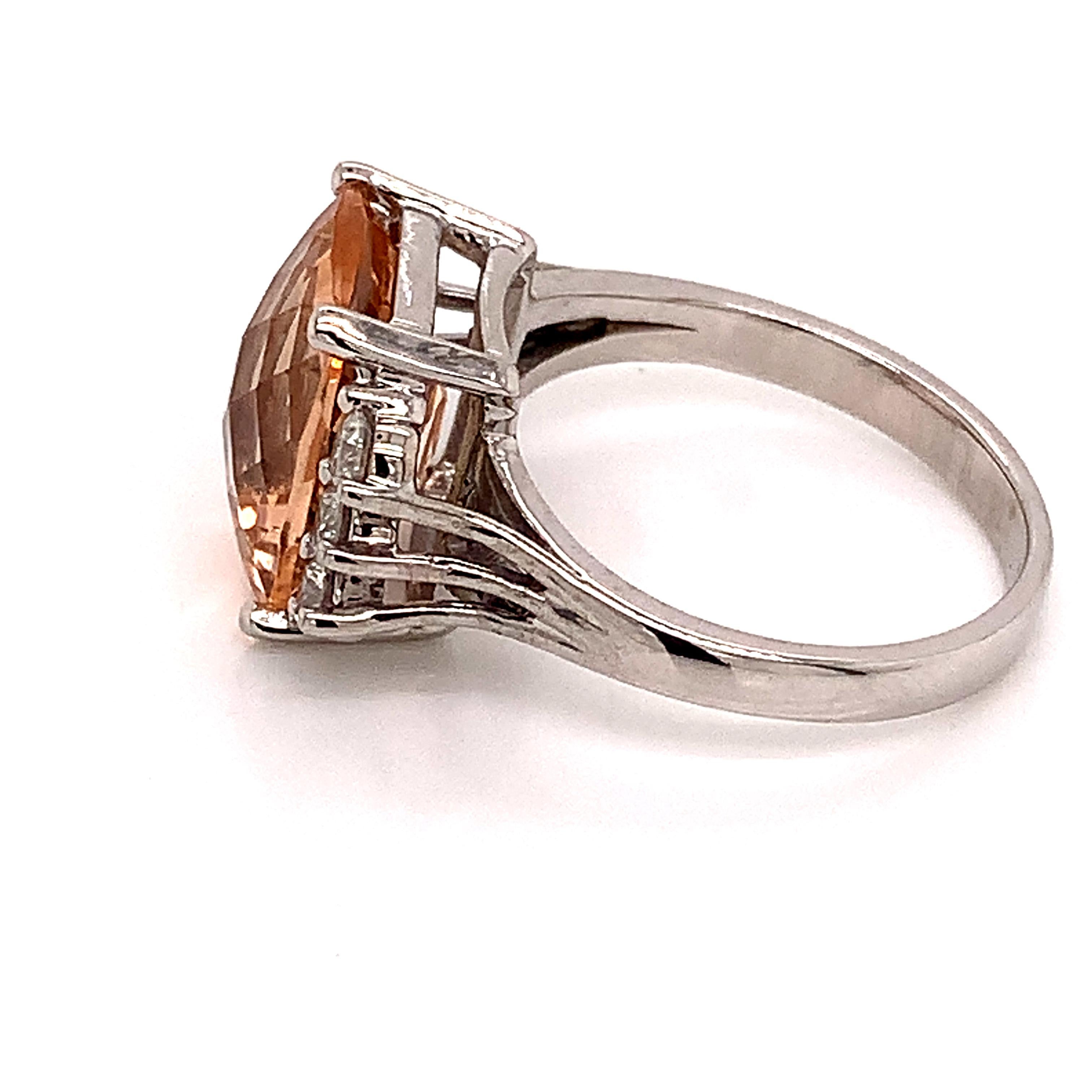 Diamond Morganite Ring 14k Gold 5.60 TCW Certified For Sale 1