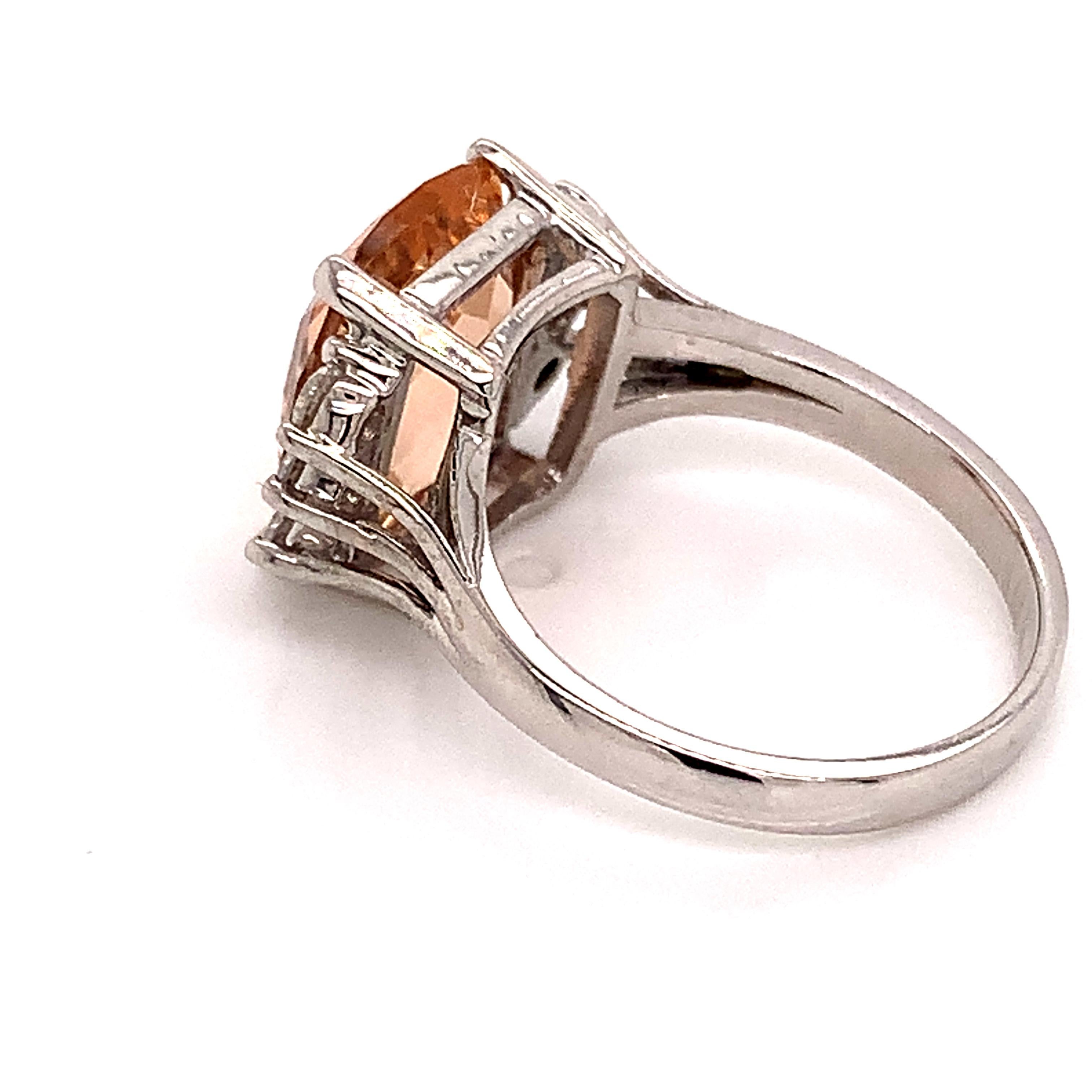 Diamond Morganite Ring 14k Gold 5.60 TCW Certified For Sale 5
