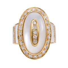 Diamond Mother of Pearl 18k Yellow Gold Ring