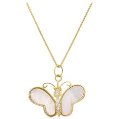 Diamond Mother of Pearl Butterfly Necklace