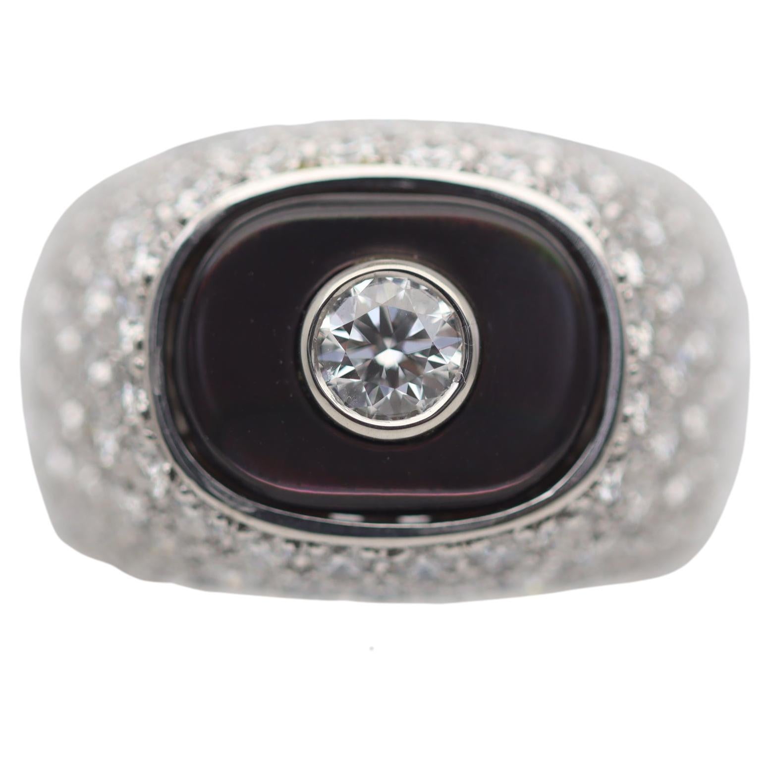 Diamond Mother-of-Pearl Platinum Ring, Unisex