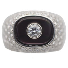 Diamond Mother-of-Pearl Platinum Ring, Unisex