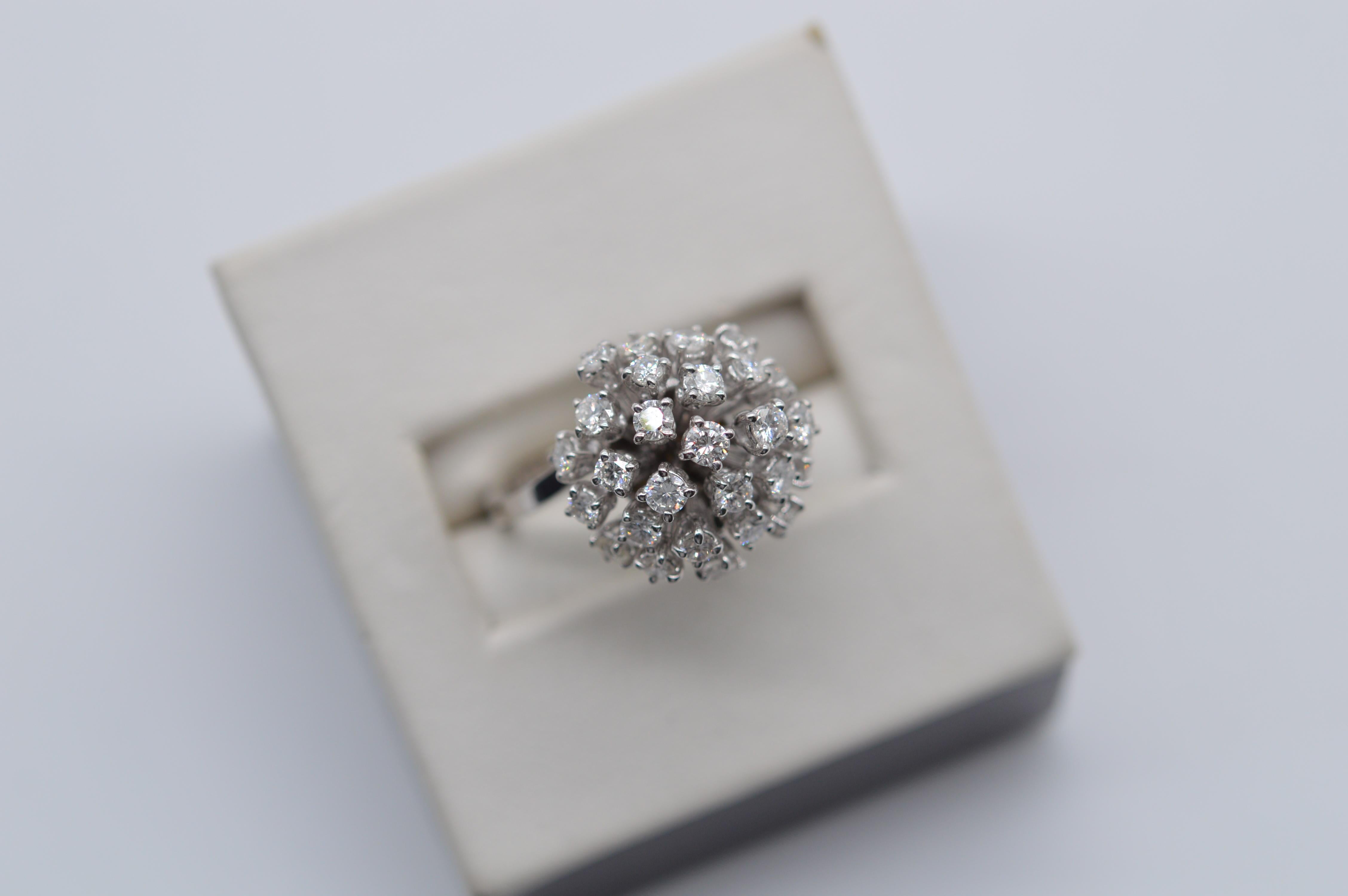 Diamond Moving Flower Ring 1.73 Carats Unworn For Sale 5