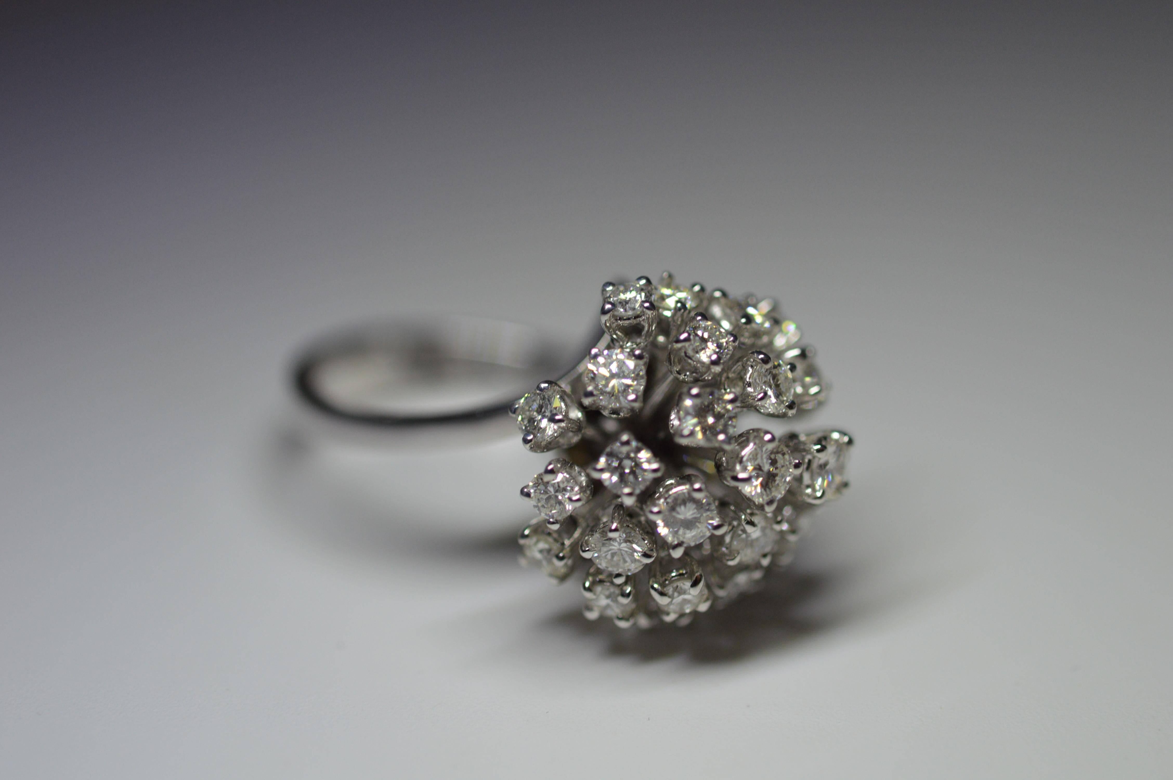 Diamond Moving Flower Ring 1.73 Carats Unworn For Sale 6