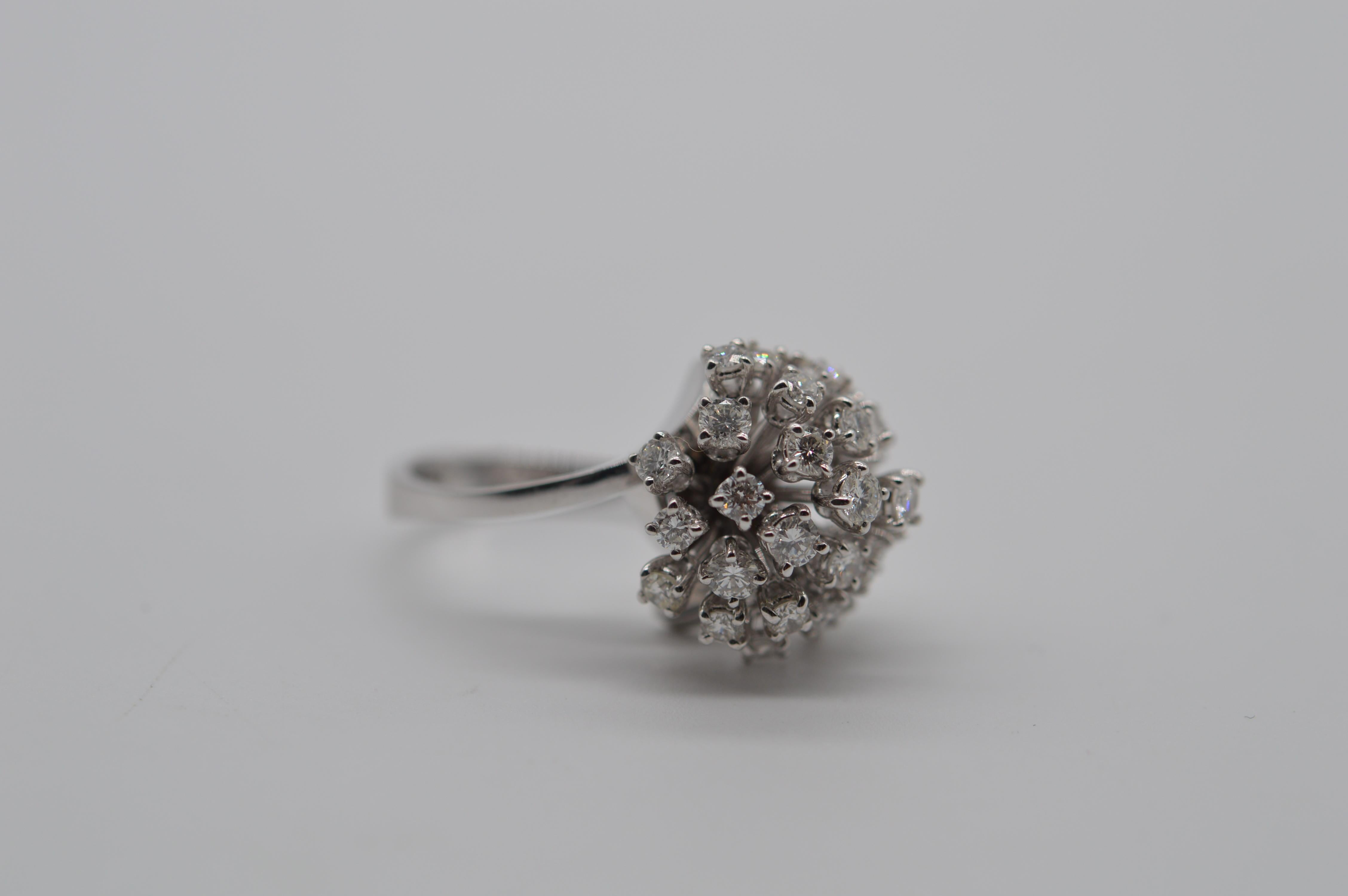 Art Deco Diamond Moving Flower Ring 1.73 Carats Unworn For Sale