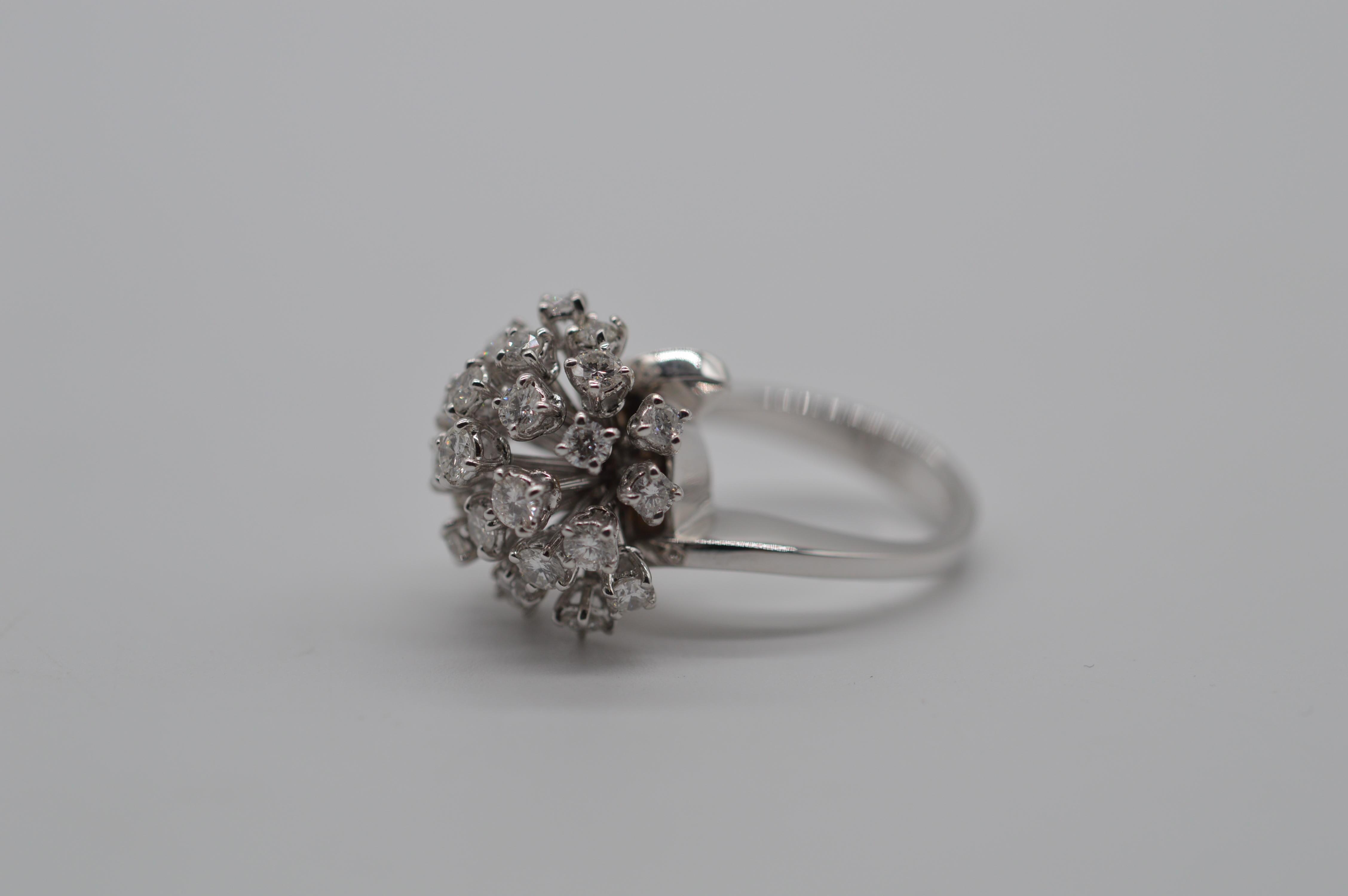 Round Cut Diamond Moving Flower Ring 1.73 Carats Unworn For Sale