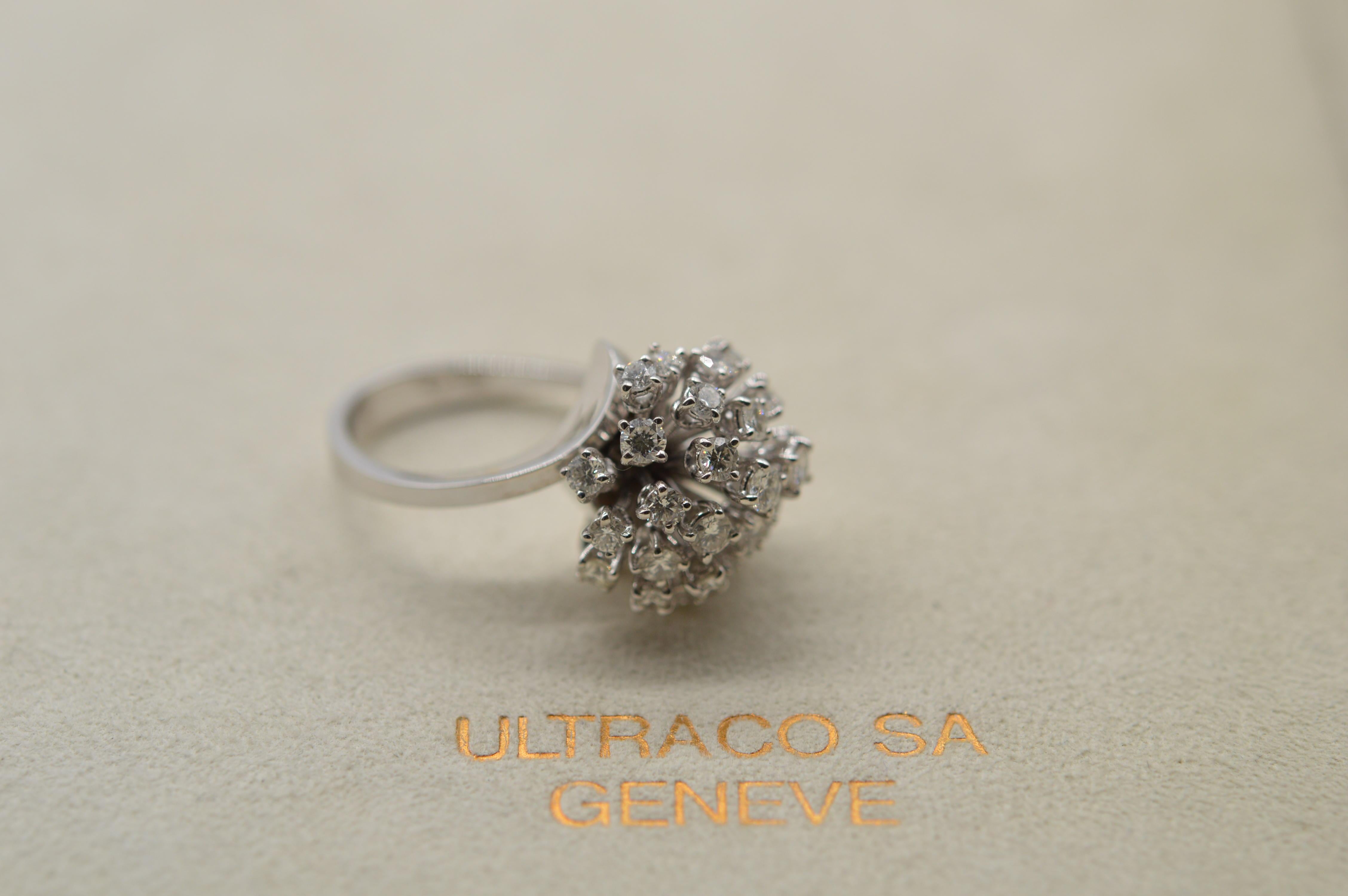 Diamond Moving Flower Ring 1.73 Carats Unworn For Sale 2