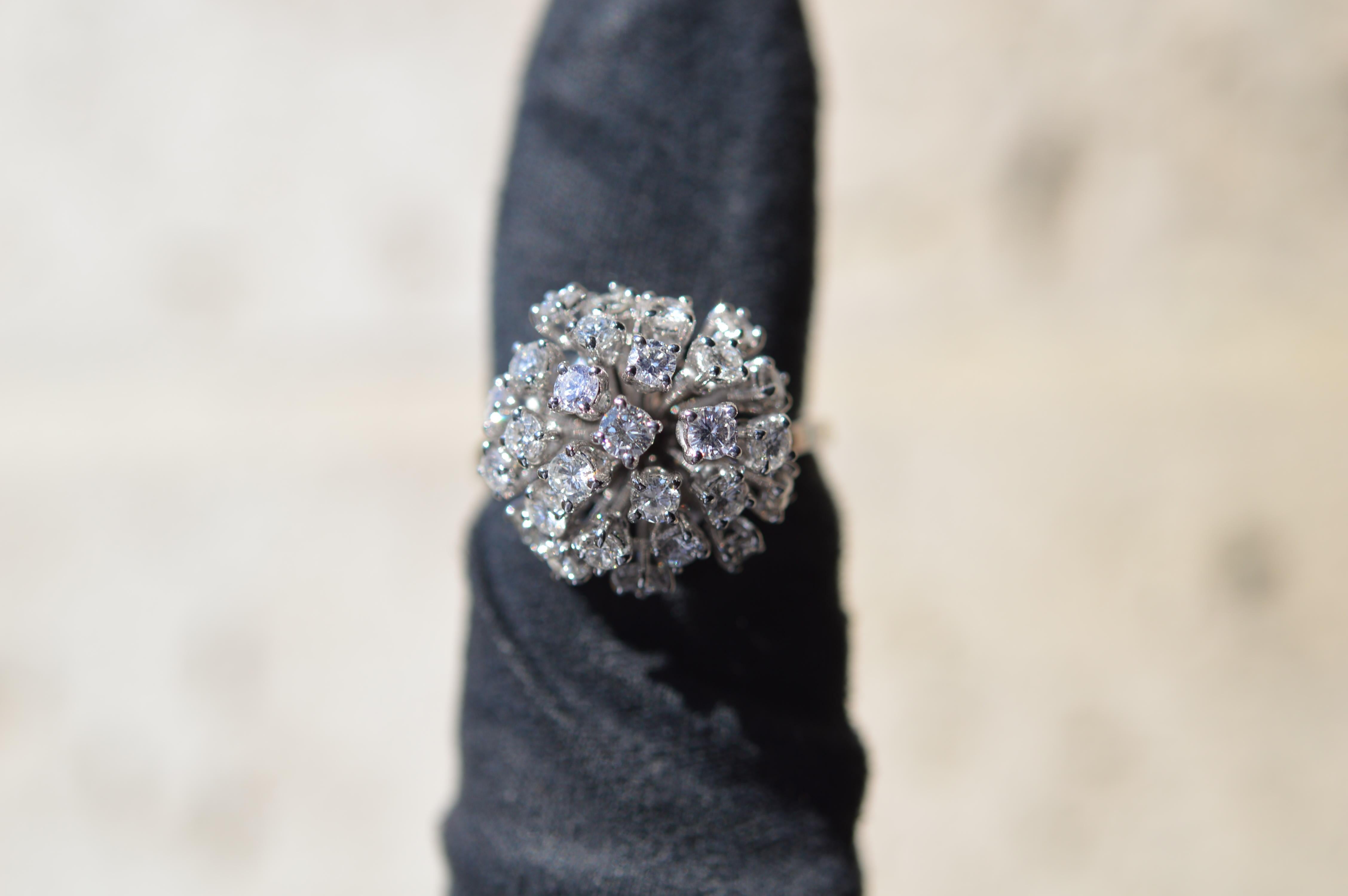 Diamond Moving Flower Ring 1.73 Carats Unworn For Sale 3