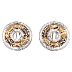 Salavetti Boucles d'oreilles multi-rangs en or rose et blanc 18 carats avec diamants