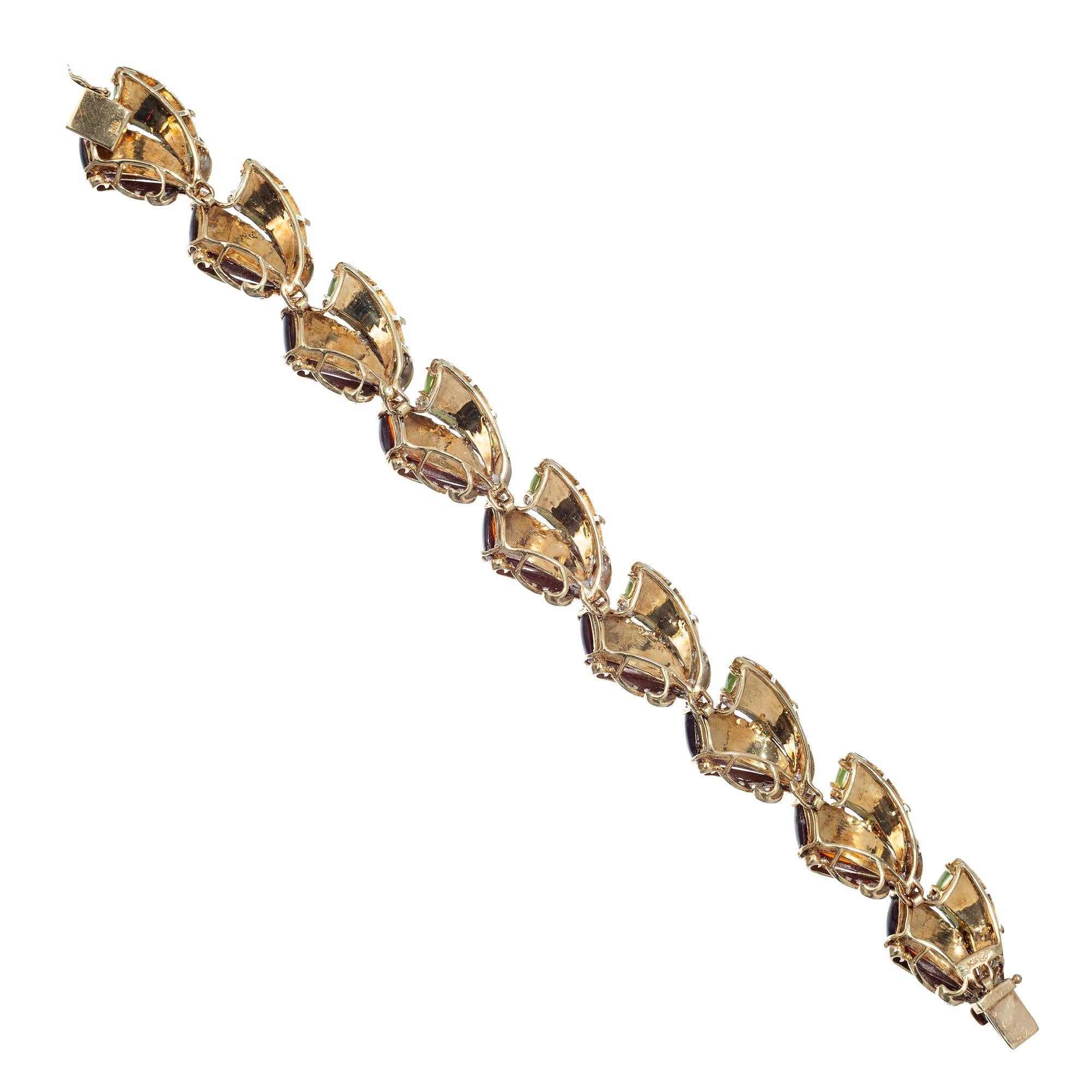 Diamond Multicolored Enamel Inlay Gold Bracelet In Excellent Condition For Sale In Stamford, CT