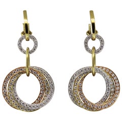 Diamond Multi-Hoop Gold Dangle Earrings