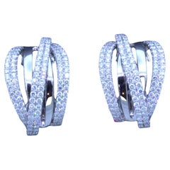 Diamant Multi-Row 18k Weißgold Huggie-Ohrringe mit Diamanten
