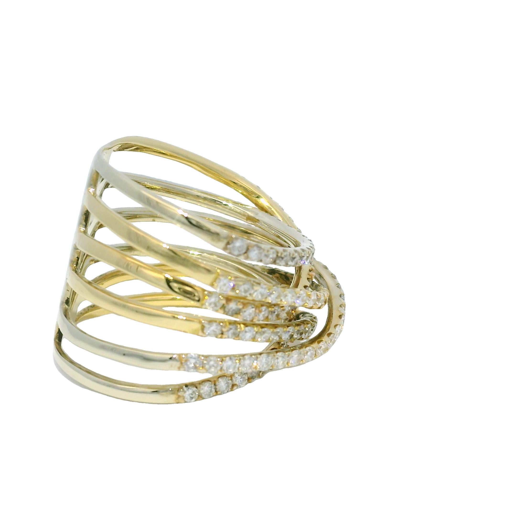 MATERIAL: 18k Weißgold & 18k Gelbgold
Runde Diamanten Details: Es gibt etwa 1,70 Karat runde Brillanten. 
Farbe des Diamanten: Alle Diamanten haben ungefähr die Farbe G/H
Reinheit der Diamanten: Alle Diamanten sind ungefähr VS in Reinheit
Größe: