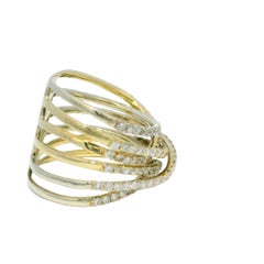 Natural 1.70 Carat Diamond Multi-Row 18-Karat Crossover Ring In Stock