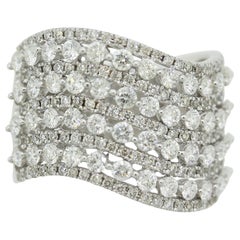 Diamond Multi-Row Gold Wave Band Ring