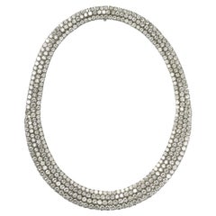 Diamond Multi-Row Platinum Necklace, 82.60 Carats