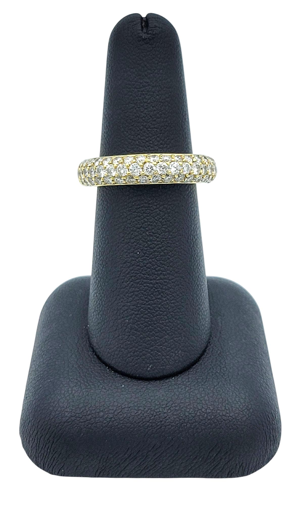 Diamond Multi-Row Semi Eternity Thick Rounded Band Ring in 18 Karat Yellow Gold For Sale 5