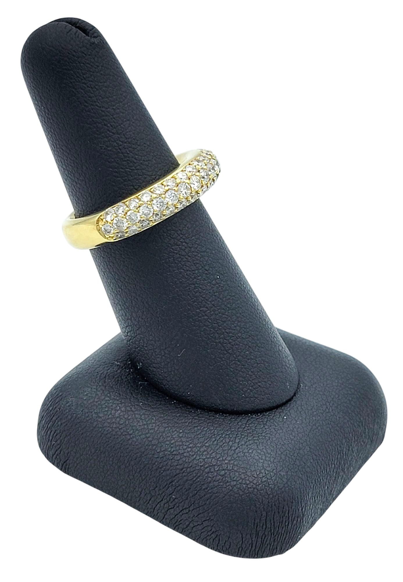Diamond Multi-Row Semi Eternity Thick Rounded Band Ring in 18 Karat Yellow Gold For Sale 6