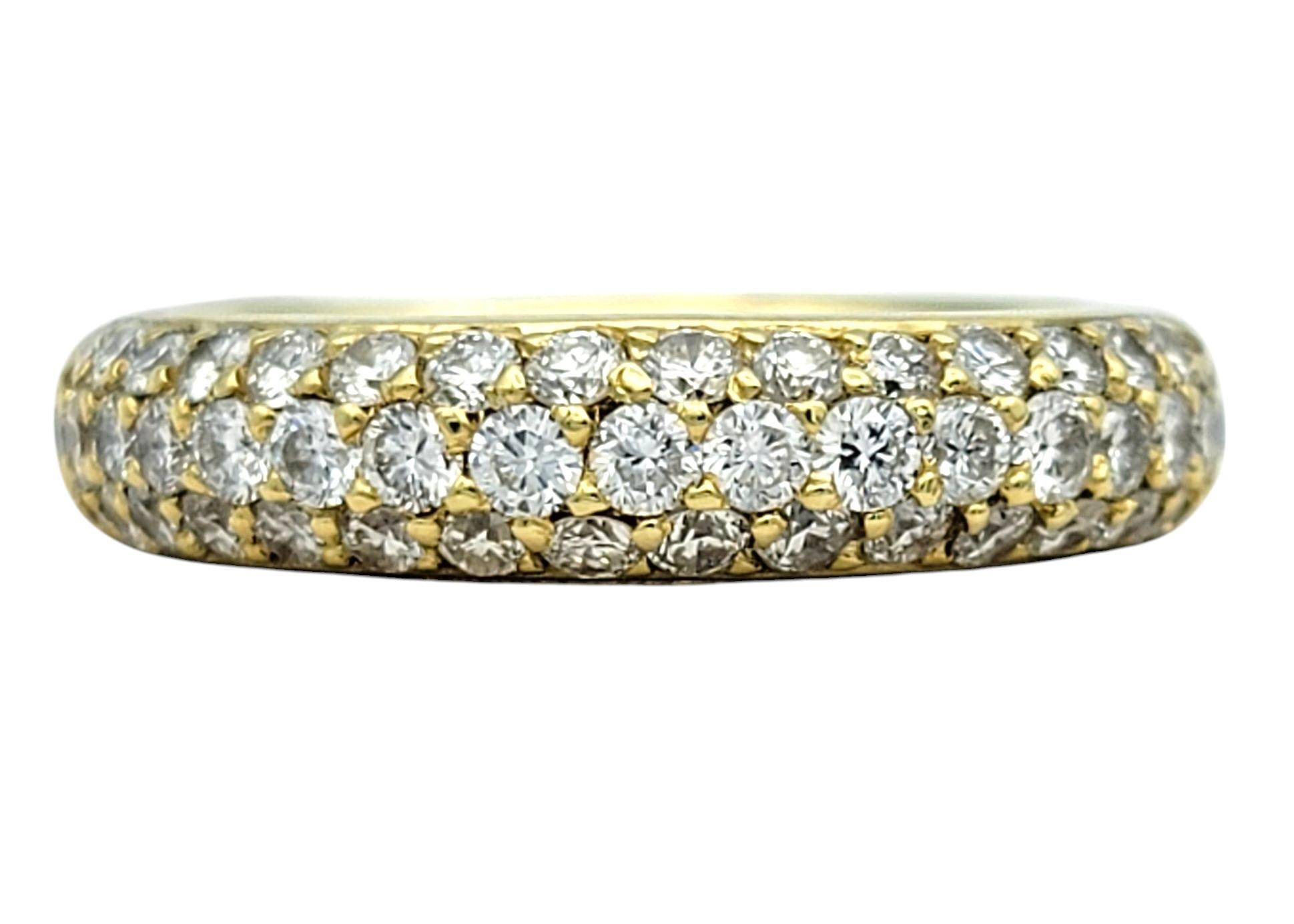 Contemporary Diamond Multi-Row Semi Eternity Thick Rounded Band Ring in 18 Karat Yellow Gold For Sale