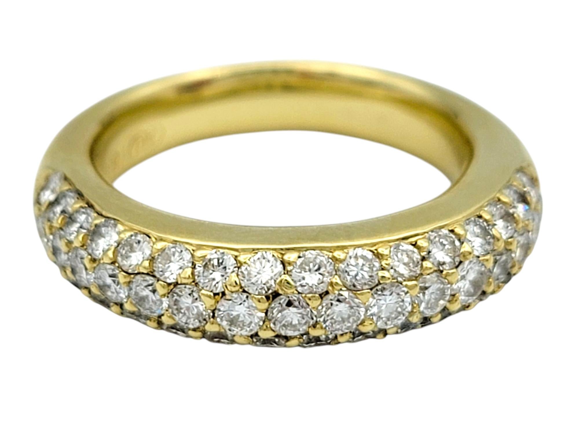 Round Cut Diamond Multi-Row Semi Eternity Thick Rounded Band Ring in 18 Karat Yellow Gold For Sale