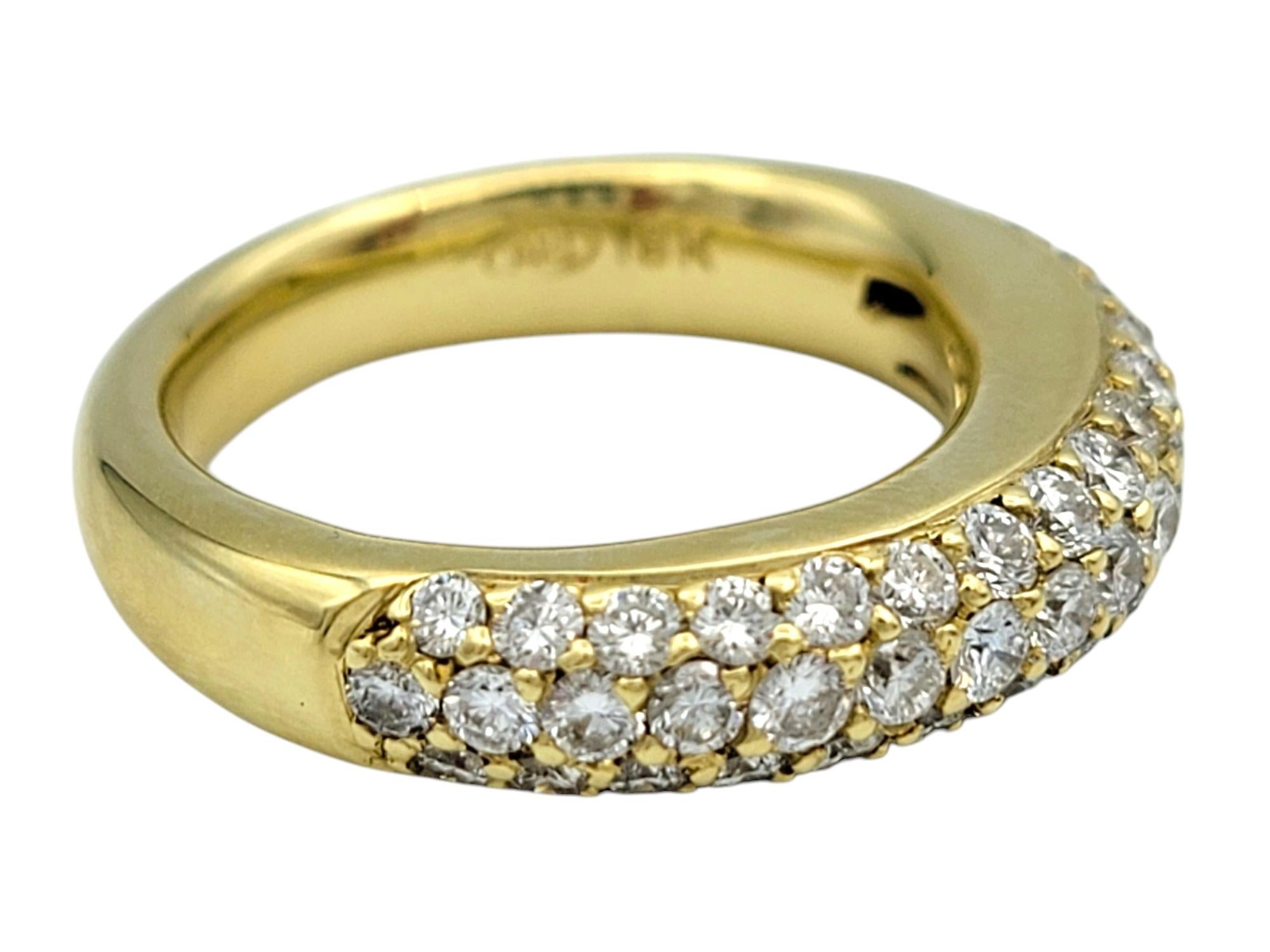 Diamond Multi-Row Semi Eternity Thick Rounded Band Ring in 18 Karat Yellow Gold In Good Condition For Sale In Scottsdale, AZ