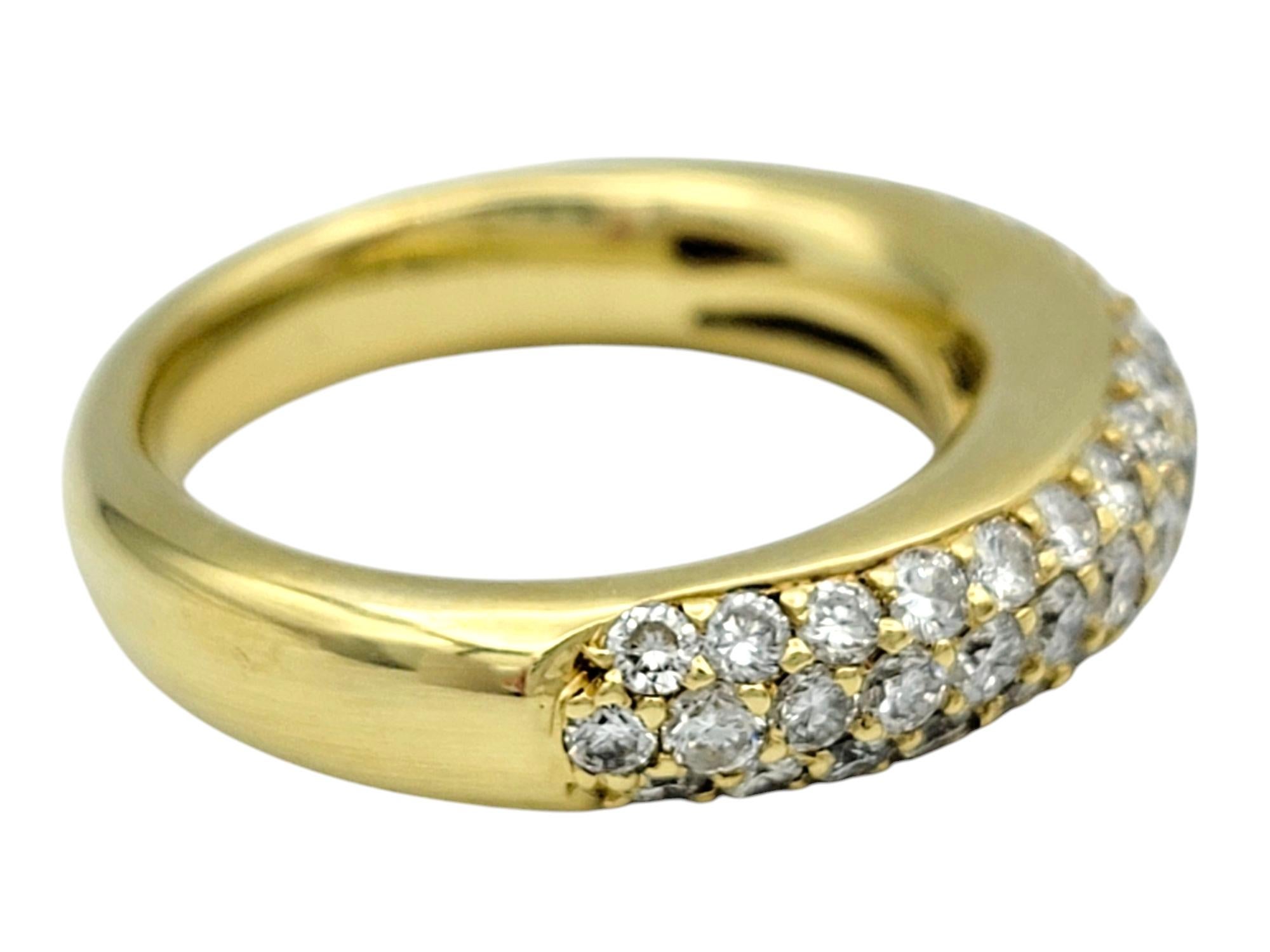 Women's Diamond Multi-Row Semi Eternity Thick Rounded Band Ring in 18 Karat Yellow Gold For Sale