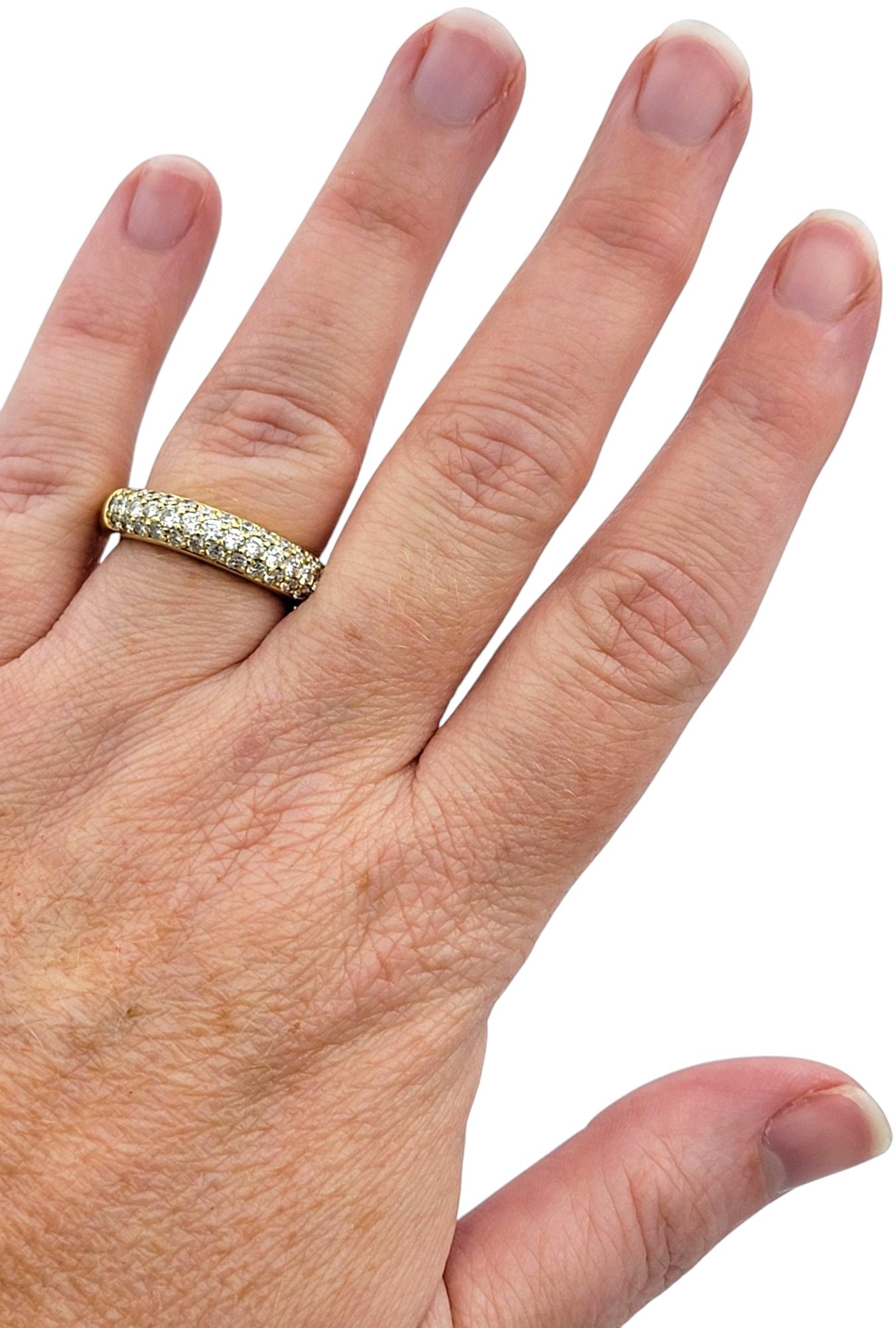 Diamond Multi-Row Semi Eternity Thick Rounded Band Ring in 18 Karat Yellow Gold For Sale 3