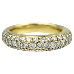 Diamond Multi-Row Semi Eternity Thick Rounded Band Ring in 18 Karat Yellow Gold