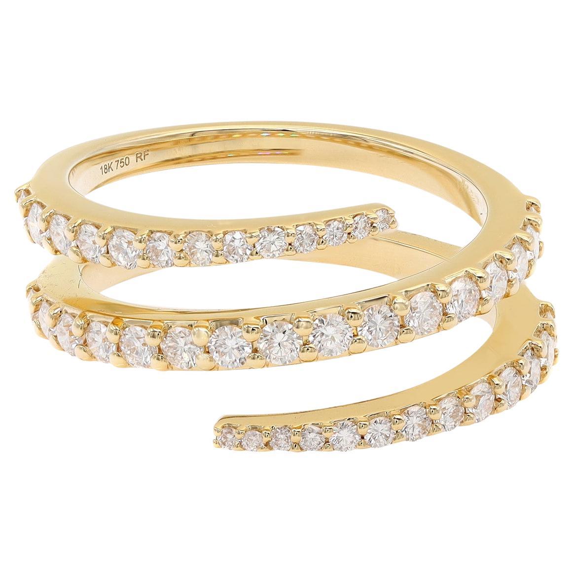 0.85 Carat Diamond Multi-Row Spiral Ring in 18K Yellow Gold