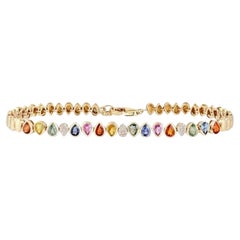 Diamant Multi Saphir 14K (oder 18k auf Anfrage) Gelbgold-Armband