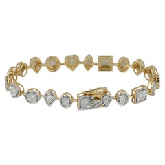 Bracelet à maillons en diamant naturel pavé de forme multiple 0.42ct 14k Yellow Gold Jewelry