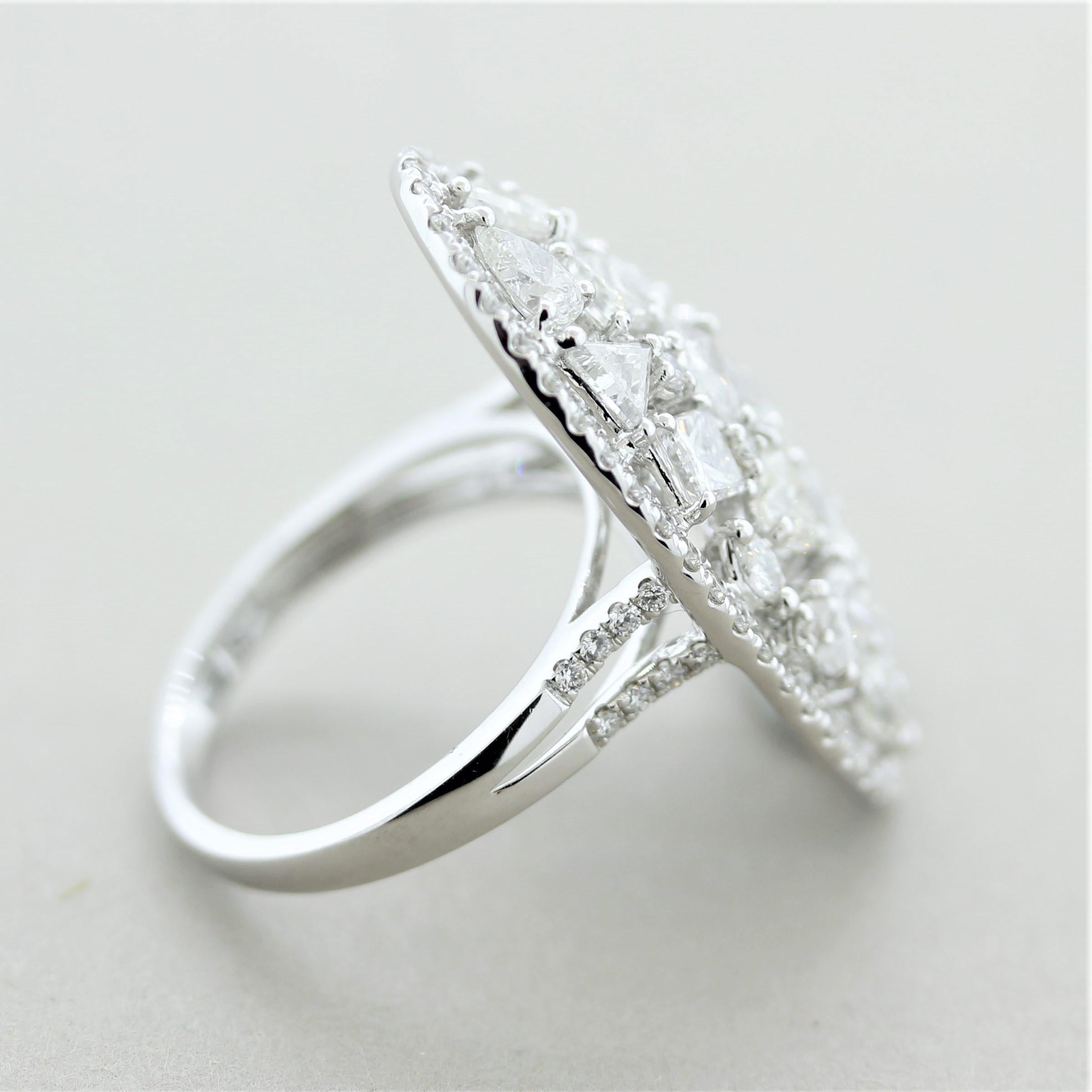 Women's Diamond Multi-Shape Cluster Gold Ring For Sale