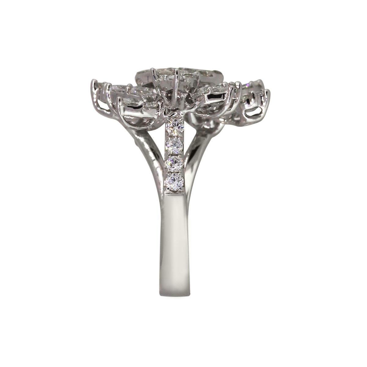 Marquise Cut Diamond Multi Shape Open Flower Ring