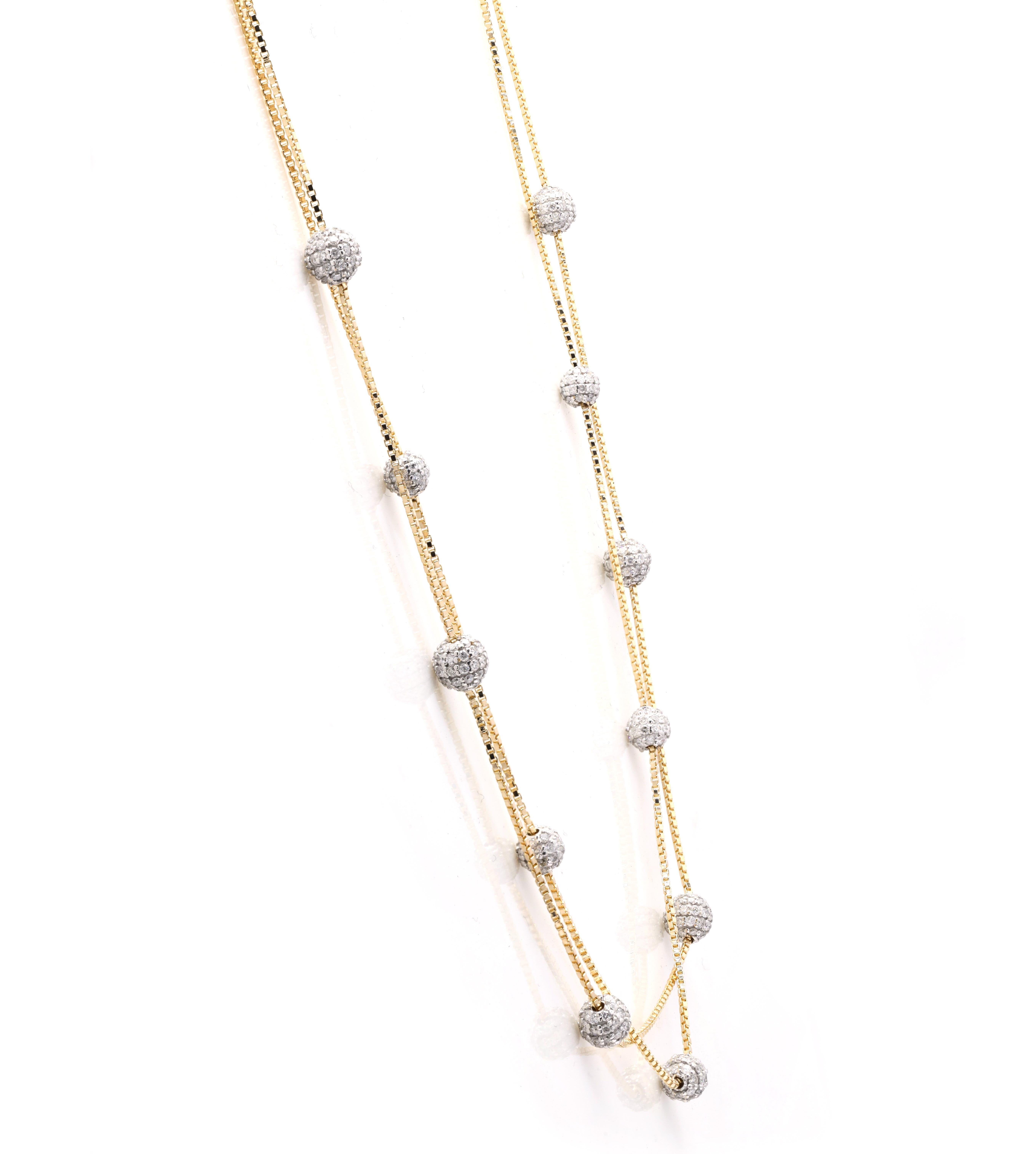 3 Karat Diamant Disco Ball Multistrang-Halskette aus 18 Karat massivem Gelbgold (Moderne) im Angebot