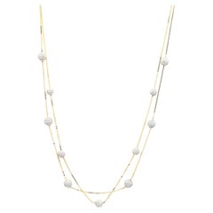 Diamond Multi Strand Beaded Necklace in 18K Solid Yellow Gold