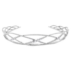 Diamond Multi-Strand Crossover Tiara Crown 13.59 Ct 18K White Gold