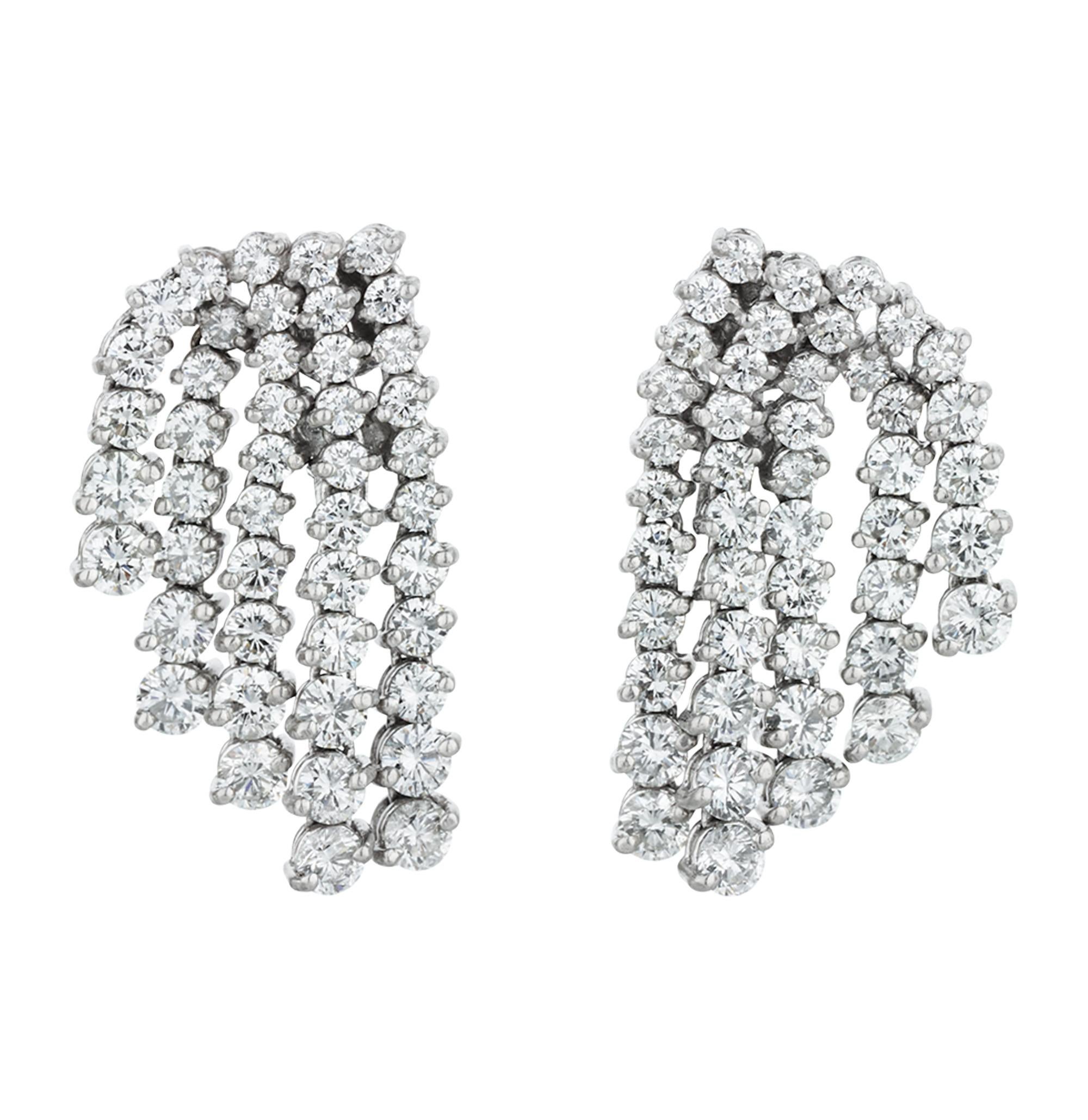 Modern Diamond Multi-Strand Dangle Earrings, 7.50 Carats For Sale