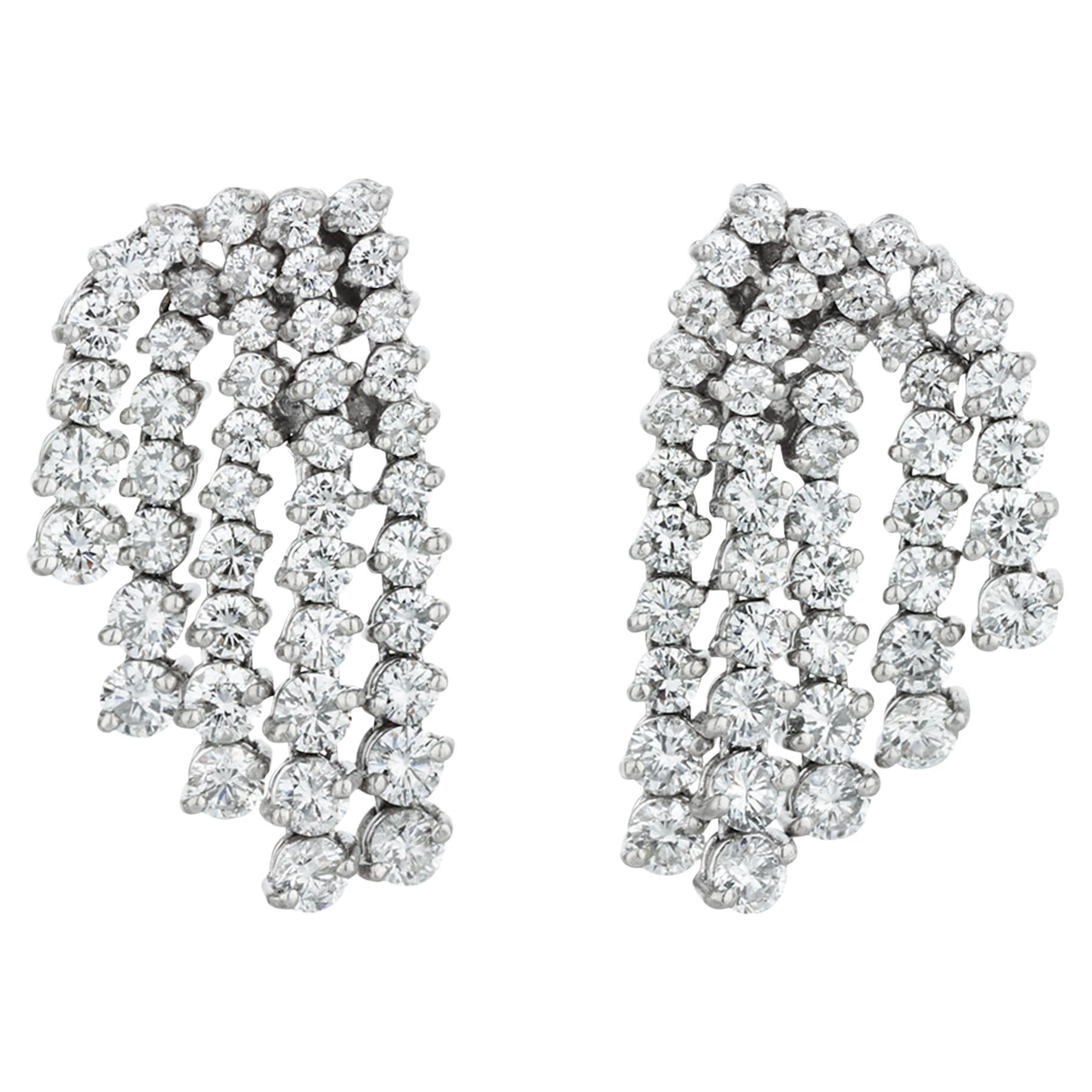 Pendants d'oreilles multibrins en diamants de 7,50 carats en vente