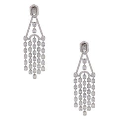 Diamond Multi Strand Free Form Dangle Earrings