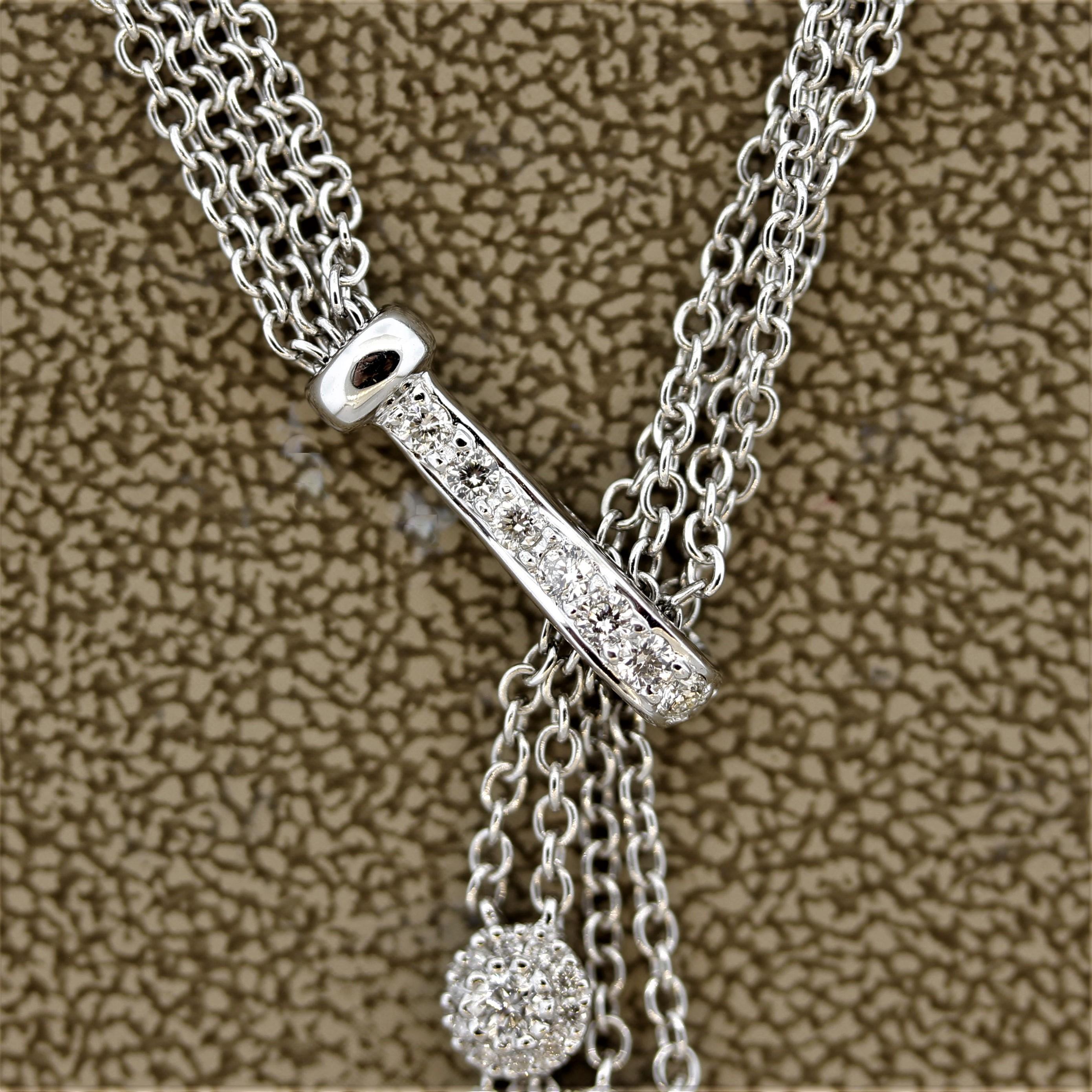 Diamant-Mehrstrangige Gold-Tropfen-Halskette im Zustand „Neu“ im Angebot in Beverly Hills, CA