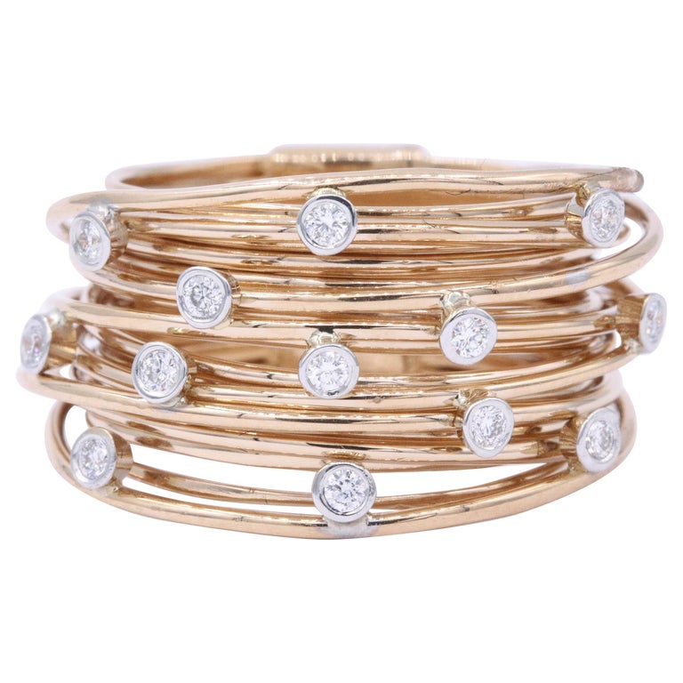 Diamond Multi Wire Ring 18 Karat Rose Gold at 1stdibs