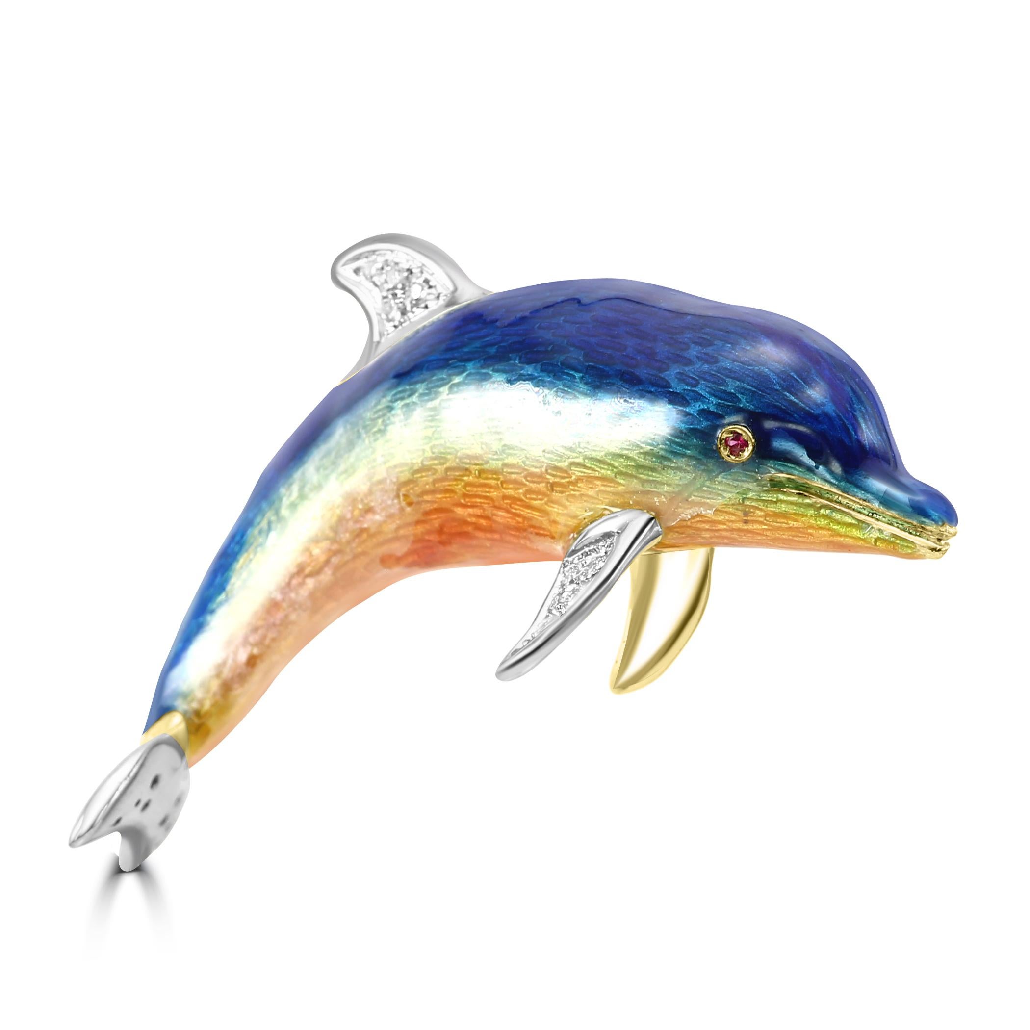 For all ocean, animal, and nature lovers, here's our charming & unique Enamel, Diamond, & Ruby 