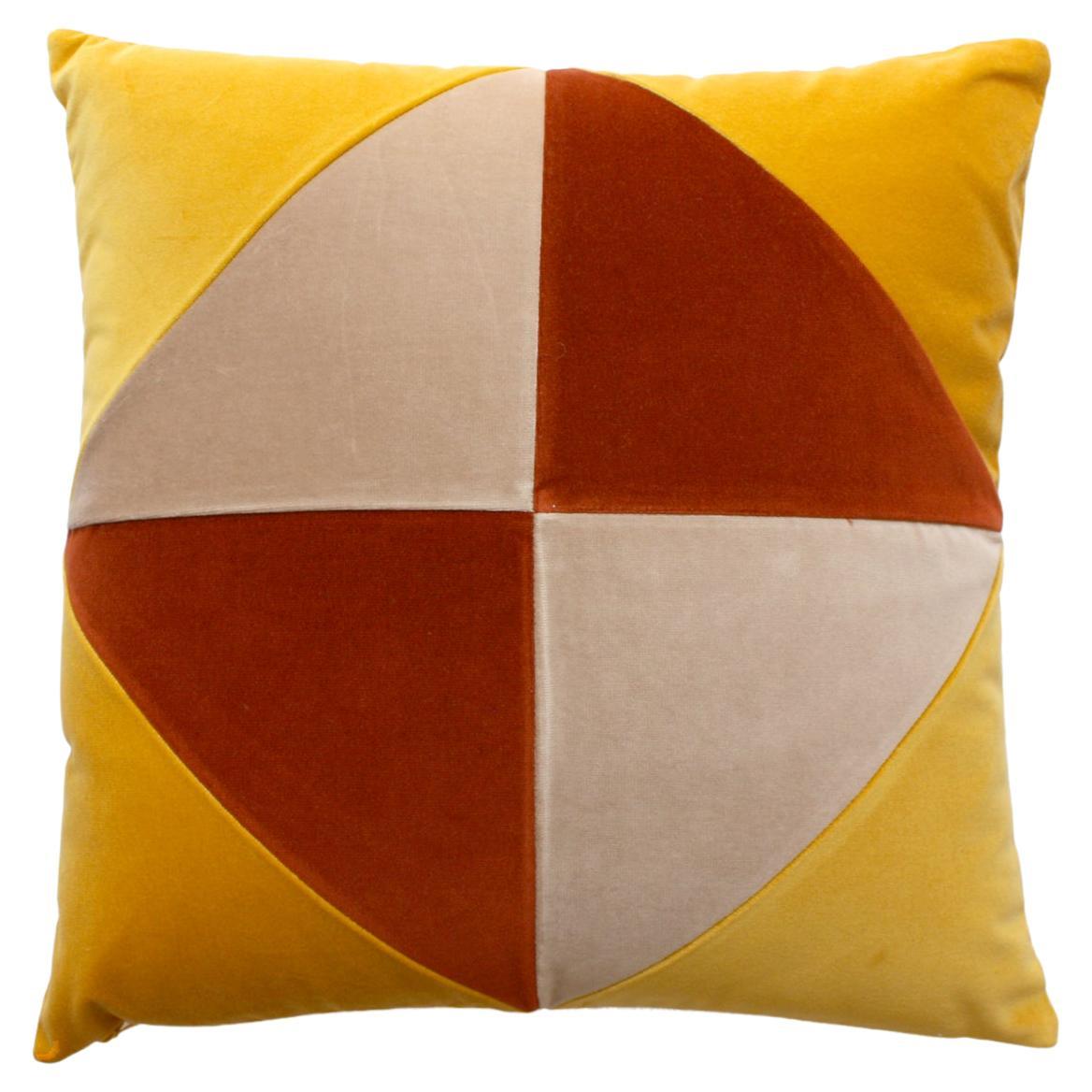 Diamond Mustard & Brick Velvet Deluxe Handmade Decorative Cushion