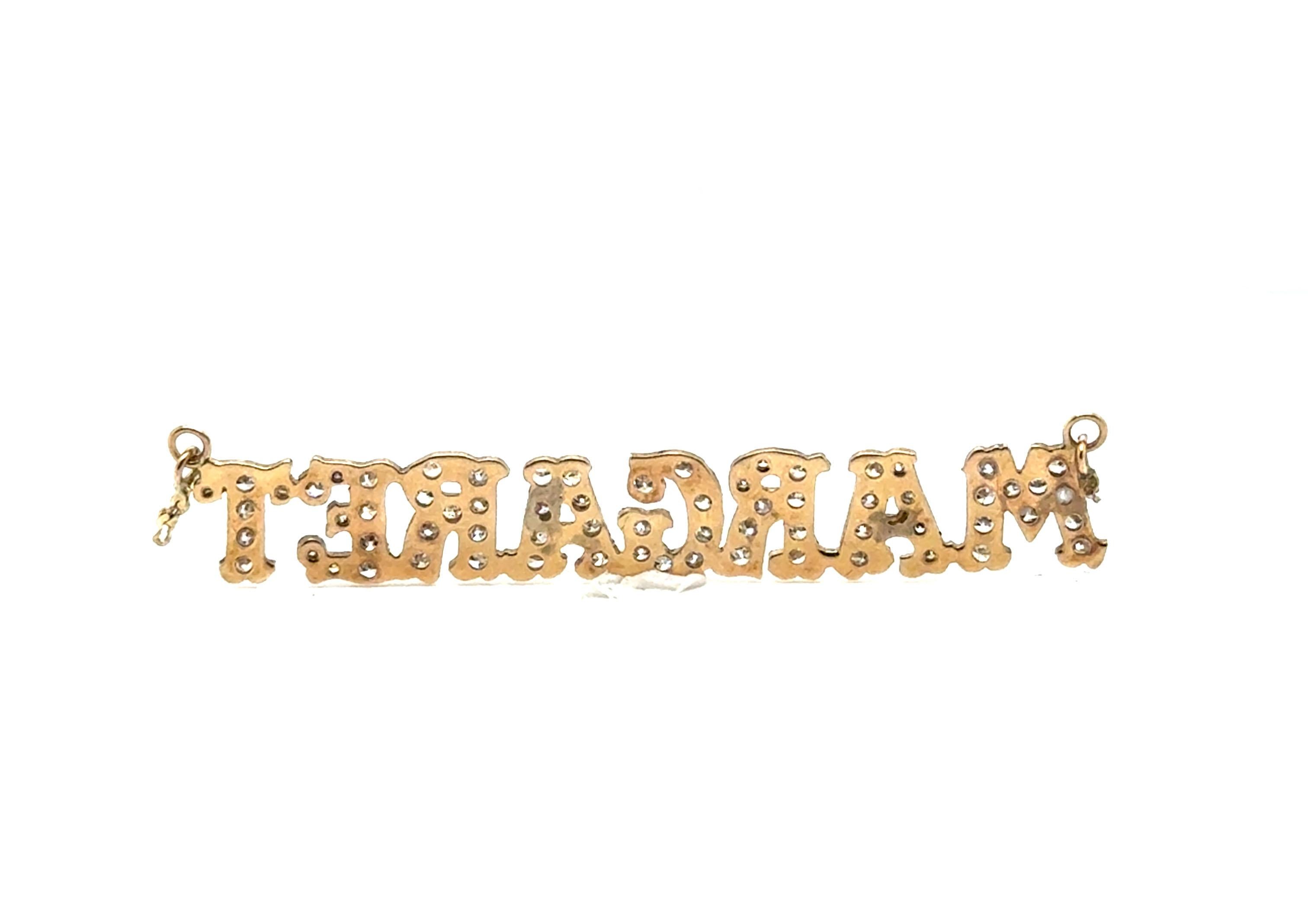 Taille simple Collier à pendentif nom de diamant Diamant miné MARGARET 1ct Or jaune 14K