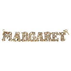 Diamond Name Pendant Necklace Mined Diamond MARGARET 1ct 14K Yellow Gold