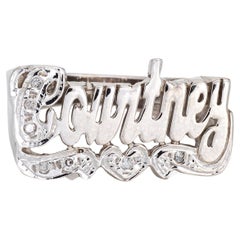 Diamant Name Ring Courtney Script Plate Vintage Band 14k Weißgold