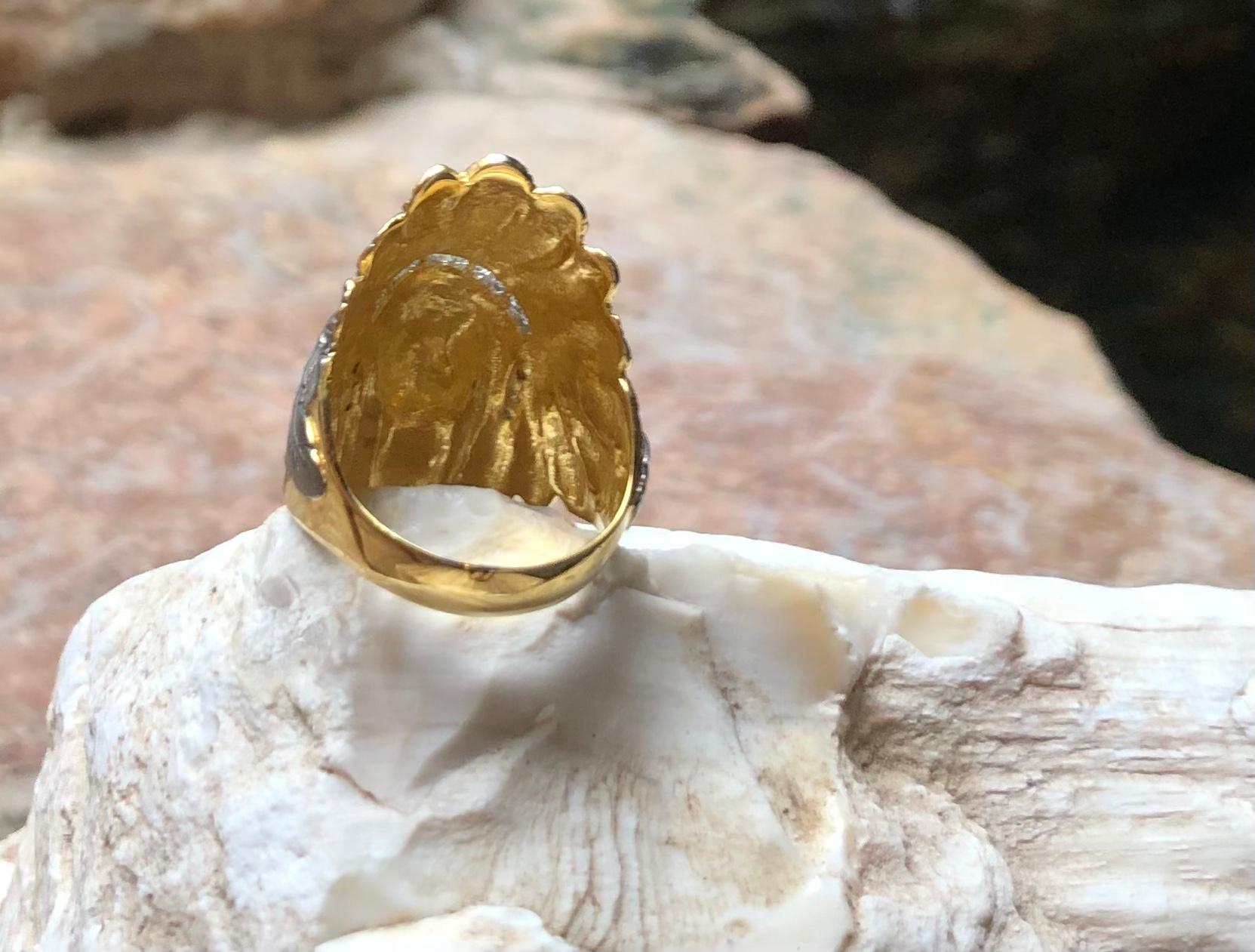 Diamond Native American Ring Set in 18 Karat Gold Settings For Sale 3
