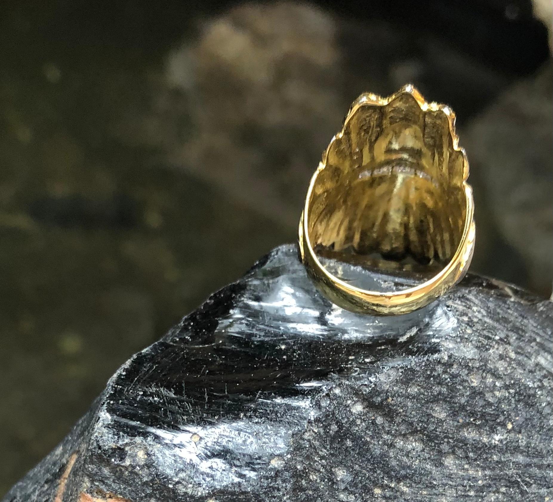 Women's or Men's Diamond Native American Ring Set in 18 Karat Gold Settings For Sale