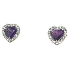 Diamond & Natural Heart Amethyst 2.24 Carats18K White Gold